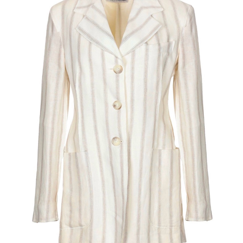 Dolce & Gabbana Ivory Striped Linen Blazer